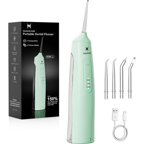 Hydropulseur Sans Fil – 6 réglages & 3 modes, 220 ml ergonomique compact, 30 jours batterie, IPX7 étanche, portable pour dents, gencives & appareils orthodontiques (1/5)