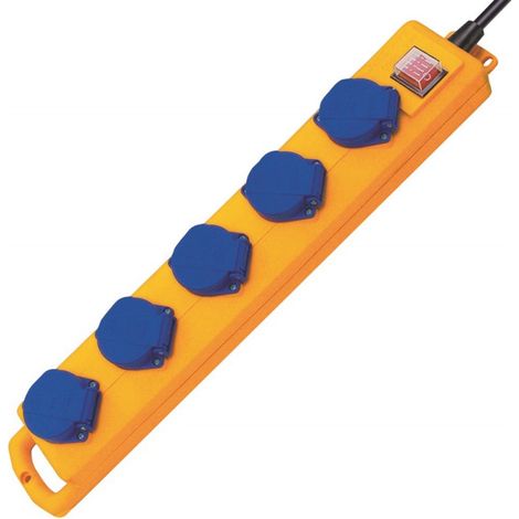 Barre multiprise x 5 avec capuchons de protection (bleu) 2m H07RN-F3G1.5 IP44