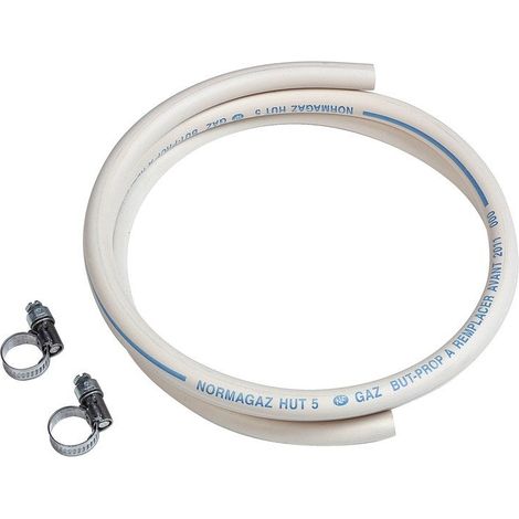 Tuyau caoutchouc gaz BP 150cm – Longueur flexible – Pression nominale PN – 2 colliers inclus – Garantie 5 ans – Gazinox
