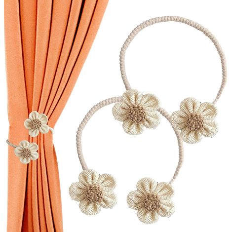 Flower Curtain Holdbacks, Flower Draperies Buckle, No Punching Curtain Tie, Flower Tiebacks for Curtains, No Punching Flower Curtain Clips for Kitchen, Living Room and Bedroom (1/5)