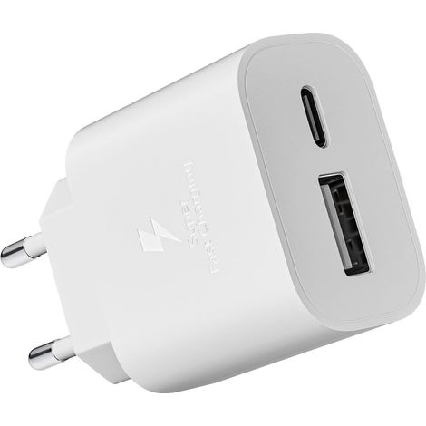 Chargeur USB C, 25W 2 Port Prise USB-A & USB-C Chargeur Rapide Adaptateur Type C Secteur pour Apple iPhone 16/15/14/13/12/11/Pro/Max X XS XR 8 7 6S Plus Mini SE, iPad, Samsung, Google Téléphones (1/5)