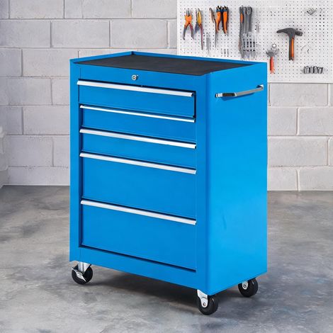 Servante d'atelier coloris bleu en acier 61,5 x 33 x 82,5 cm (1/5)