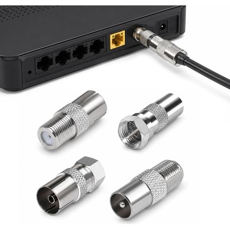 4PCS Embout Connecteur Antenne TV,Adaptateur d'antenne TV F Mâle/Femelle vers PAL TV Mâle/Femelle Kit de connecteur coaxial pour Câble Satellite,Câble d'antenne,Kit d'adaptateur de Type F vers coaxial (1/5)