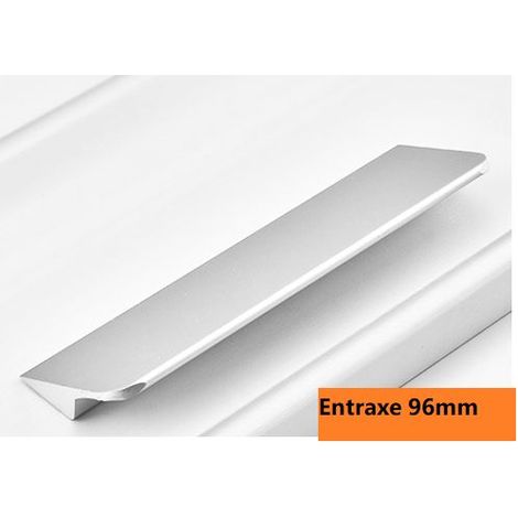 Ensemble de 10 poignées de meubles – Poignée de cuisine argentée, poignée de meuble noir mat, alliage d'aluminium, entraxe de 96 mm (1/4)