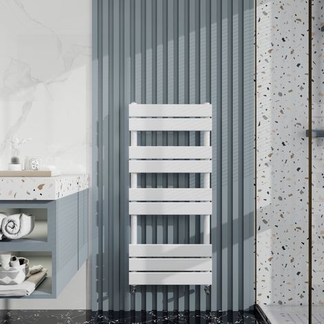 Biubiubath White Flat Panel Heated Towel Rail Bathroom Radiator 1000x450mm
