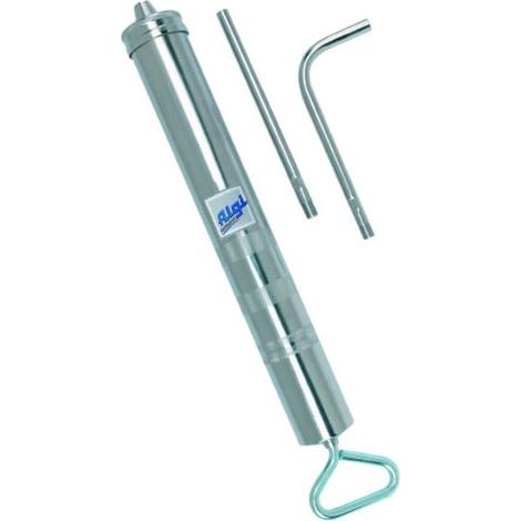 Algi – Seringue professionnelle 1000 ml en acier nickelé – Pour huiles haute viscosité – Joints en polyéthylène – Bec droit et coudé inclus