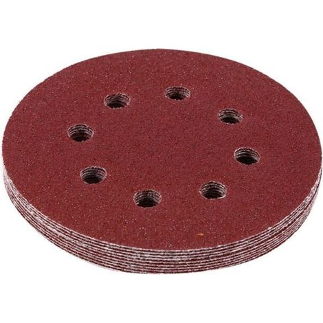 125-mm-Polierscheibe, 8-Loch-Schleifpapier rot (Körnung 60) - Crezuo