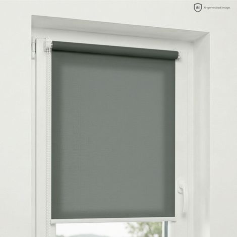 Estika - Store enrouleur sans perçage - 70 x 220 cm - Gris - Protection solaire pour fenêtres intérieures - Tissu semi-transparent - Fixation Klemmfix (1/5)