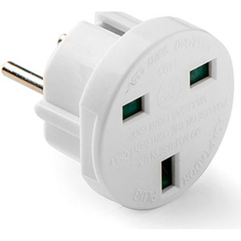 Adaptador europeo - inglés, 7,2a 1250 v, blanco, retractilado