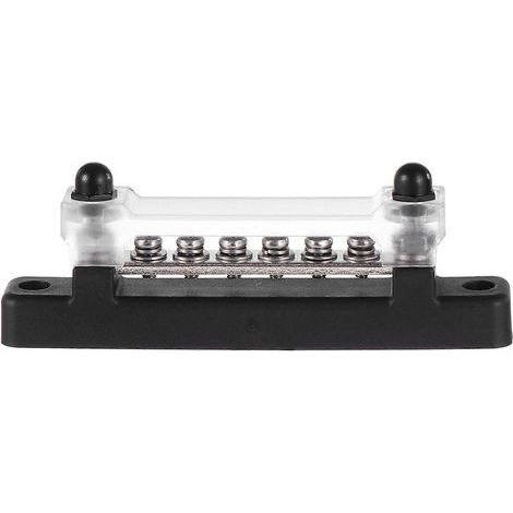 Barre omnibus à 6 bornes avec couvercle transparent, distribution électrique 150 A pour voiture (1 pièce).-12X2cm (1/4)