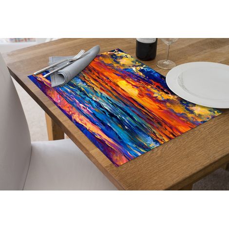 Tovagliette Americane in pvc Set di 2/4/6/8 pz da Tavola Disegno Impressionismo antiscivolo in Vinile anche per Hotels, Bar e Ristoranti 2 Pezzi - Dis993 (1/3)