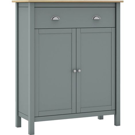 Altobuy – Meuble d'appoint buffet 2 portes 1 tiroir en pin massif – Vert céladon – Dimensions 90 x 40 x H110cm – Rangement optimisé (1/5)