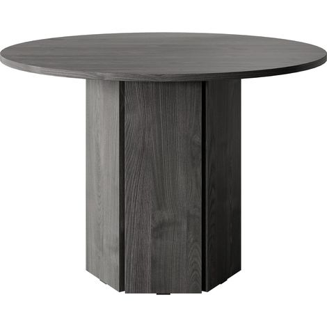 Table À Manger Ronde 110 cm pour 4 Personnes Table De Cuisine Bureau Frêne Noir Hexa (1/5)