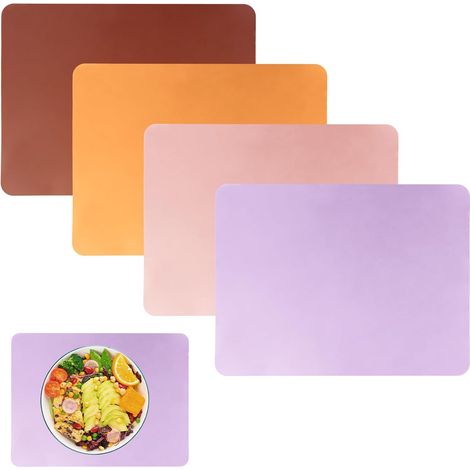 Lot de 4 Tapis en Silicone 40 x 30 cm, Antiadhésif Antidérapant Tapis de Bricolage, Set de Table Résistant à la Chaleur, Protecteur de Comptoir