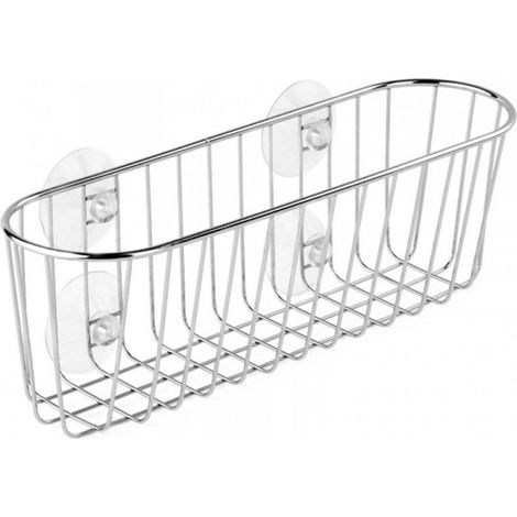 Panier ovale avec ventouses en acier inoxydable 30x10x9cm chromé 6590400 tatay