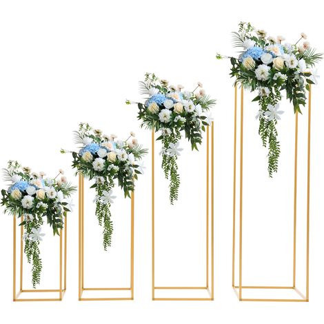 Stands de fleurs en métal, Centre de Table Vase, 40/60/80/100/cm Haut, 4 Pièces, Arrangement Fleurs Support Présentoir Rectangulaire Géométrique pour la Décoration Fête Mariage (1/5)