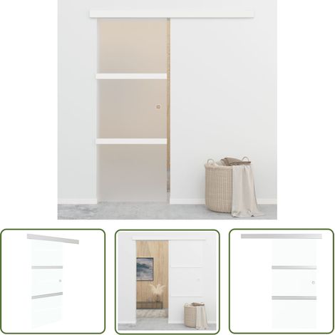 The Living Store Porte coulissante à butées Verre ESG et aluminium 76x205 cm - Portes Coulissantes - Porte Vitrée - Portes En Verre - Porte Aluminium - Portails Intérieur (1/5)
