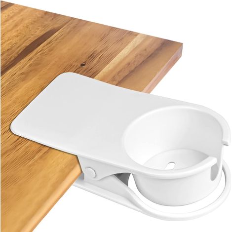 Portavasos blanco con clip para oficina/hogar, compatible con café, agua y refrescos. Diseño con platillo integrado y antigoteo. (1/5)