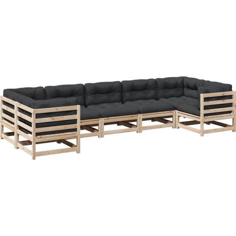 Maison Exclusive - Set de sofás jardín 7 pzas con cojines madera (1/5)