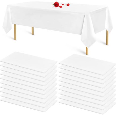 Lot de 20 nappes jetables Blanc 275x145cm Rectangulaire pour fêtes