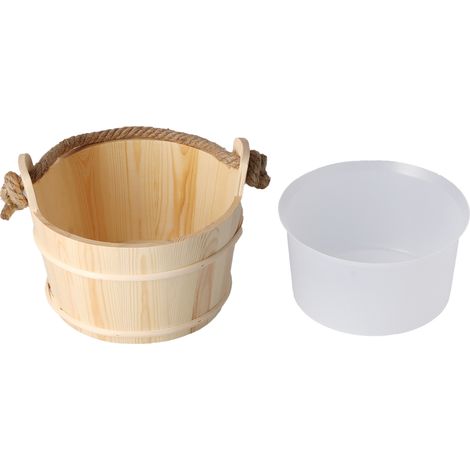 Seau de sauna 6L, accessoire pour spa et hammam, tonneau en bois haute capacité pour douche et piscine