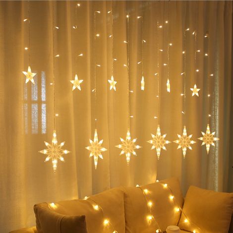 Guirlandes lumineusesNoël Polaris Rideau LED Guirlande Lumineuse Grland Décoration De Noël chaud blanc (1/5)