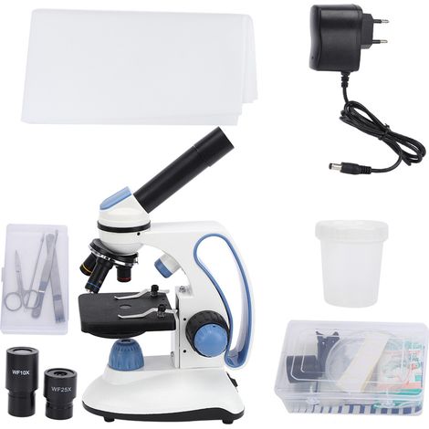 Microscope 113RT 1000X Monoculaire Étudiant, Oculaire Grand Angle Haute Définition, Alimentation 100-240V Prise UE, Observation Scolaire Professionnelle (1/5)