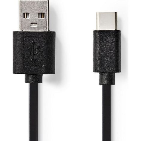 Cable usb usb 20 usb c macho usb a macho 60w 480mbps niquelado 200 metros redondo pvc negro caja
