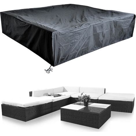 Schutzhülle für Gartenmöbel 240 x 240 x 52 cm – 100 % Polyethylen – Wetterfest – Kordelzugverschluss (1/4)