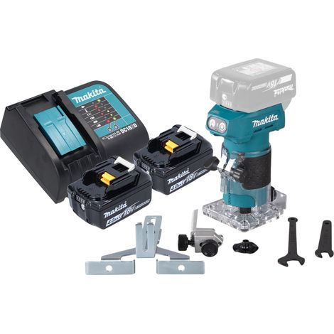 Fresatrice per bordi a batteria Makita DRT 52 SM 18 V 6 mm senza spazzole + 2x batteria 4,0 Ah + caricabatterie