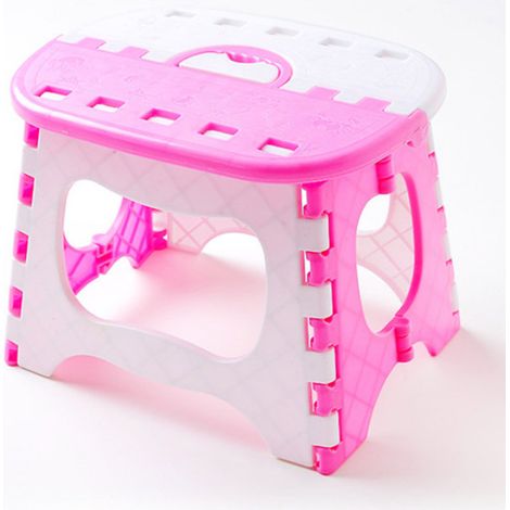 Tabouret Pliant Plastique Rose Portable Léger avec Poignée Idéal pour Extérieur Camping Pêche Dimensions 25.5x19.5x19cm (1/2)