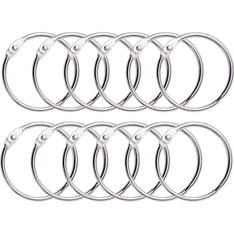 12 Duschvorhangringe mit Metallhaken – 50 mm Öffnung, runde Ringe für Vorhänge, Badezimmer, Haushalt, Aktenschränke – Metallic-Farbe