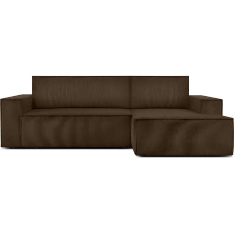 KONSIMO NAPI Ecksofa rechts, mit Schlaffunktion, in Pet Friendly Cord-Stoff, braun (1/5)