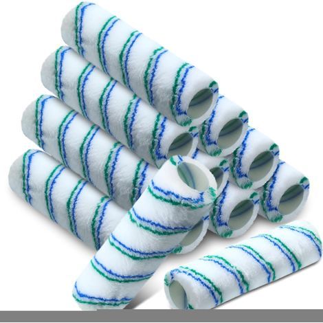 Set di 12 coprirulli in microfibra da 22,5 cm x 7 cm per pittura, pareti, soffitti, forniture per pittura interna (verde, blu) (1/5)
