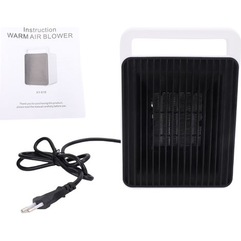 Chauffage d'appoint électrique PTC 900W, 2 vitesses, thermostat intelligent, sécurité anti-bascule et surchauffe, silencieux 45dB, poignée, blanc, prise EU 220V pour bureau et maison (1/5)