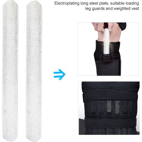 2 plaques lestées en acier pour gilet d'entraînement et protège-tibias réglables, 25 cm