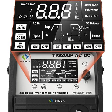 Máquina de soldar, tecnología de inversor inteligente, pantalla LED, TIG200P AC DC, 220V (1/5)