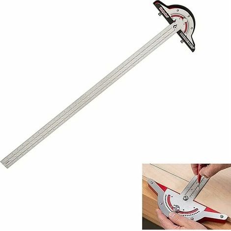 Regla de carpintero de 25 cm (10 pulgadas) – Calibrador de marcado ajustable de 0° a 70° – Metal – Precisión para marcado y trazado de paneles (1/4)