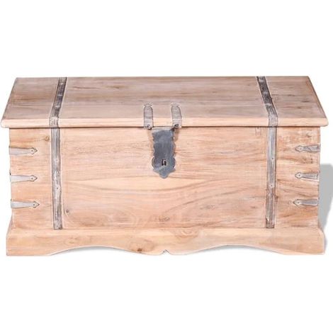 Coffre de rangement en bois d'acacia (1/5)