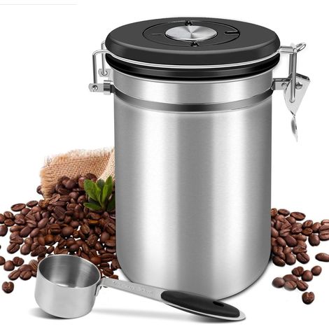 Boite a Cafe Hermetique 2.8L pour Grains de Café de 1kg Acier Inoxydable (1/5)