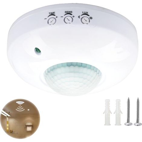 Capteur de Présence à Montage au Plafond 1PC PIR, Interrupteur de Détecteur de Mouvement Haute Sensibilité 220-240V, Plage de Détection de 6m à 360°,pour Intérieur (1/5)