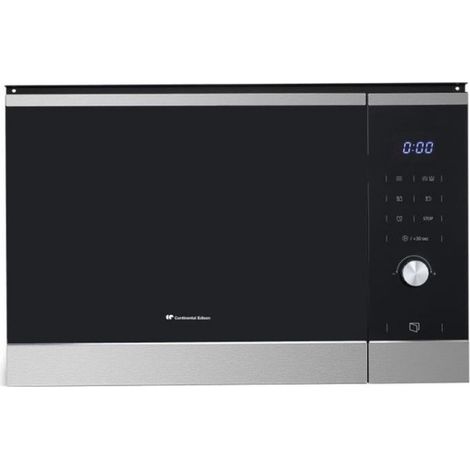 Continental Edison – Micro-ondes encastrable 25L – Grill – Noir inox – L59,5 x H38,8 x P40,1 cm – Puissance 900W – Classe énergétique A
