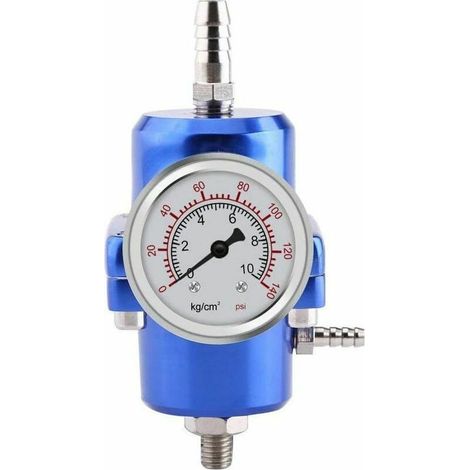 Fuel pressure regulator, gasoline pressure regulator, pressure gauge hose set, adjustable pressure gauge 0-140 psi (blue) (1/5)