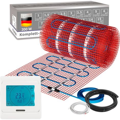 VILSTEIN© Elektrische Fußbodenheizung 200W/m² TWIN Technologie Elektro Komplett-Set 15m² - 30m