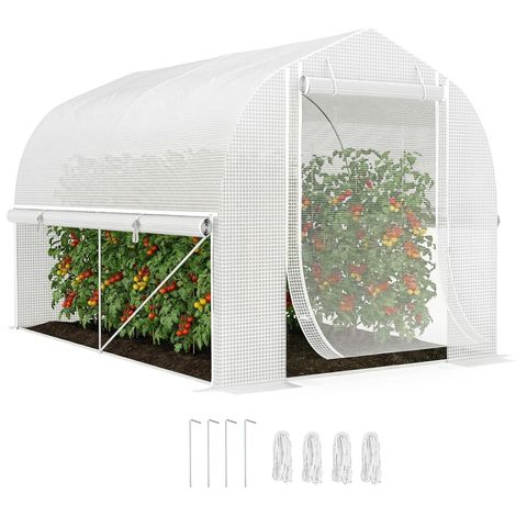 JSSEVN - Gran túnel de cultivo de polipropileno de 3x2x2 m con laterales enrollables, tejido resistente a los rayos UV y estructura de acero galvanizado. (1/5)