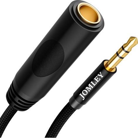 Adaptateur casque 3,5 mm vers 6,35 mm, femelle 6,35 mm vers mini jack mâle 3,5 mm adaptateur jack audio stéréo pour casque, amplificateurs, guitare – 30 cm (1/5)