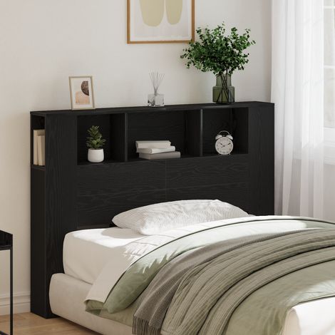 Kopfteil Schrank mit Speicher Schwarz Eichen-Optik