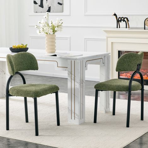 Juego de 2 sillas de comedor con asiento y respaldo tapizados, sillas modernas con estructura de metal negro, solo las sillas, la mesa no está incluida. (1/5)