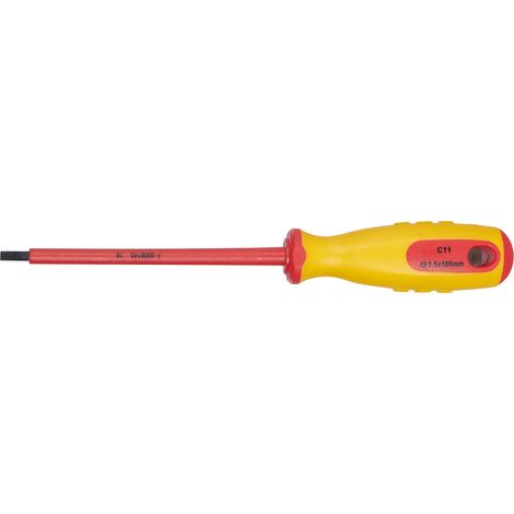 SW-Stahl 33100L-3.5 Schraubendreher VDE I Schlitzschraubendreher 3,5 x 100 mm I Elektriker Werkzeug I Elektro Schraubendreher (1/2)