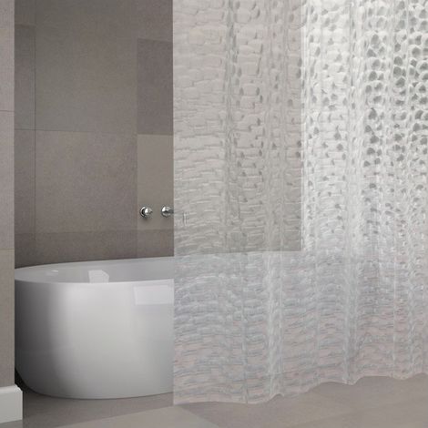 Rideau de douche EVA CLANE 180x200cm QUALITE PREMIUM Transparent - Anneaux inclus MSV